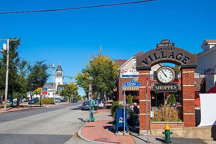 Historical buildings in Pawtuxet Village, Rhode Island. Editorial credit: Wangkun Jia / Shutterstock.com.