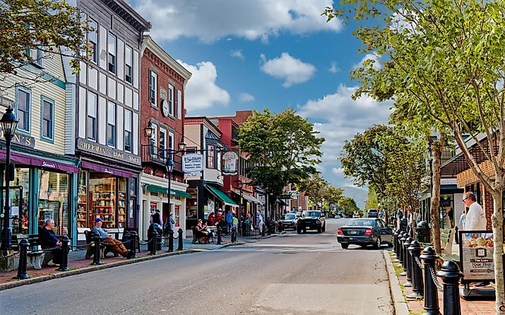 A street view of Bar Harbor, Maine. Editorial Credit: Darryl Brooks, Shutterstock.com
