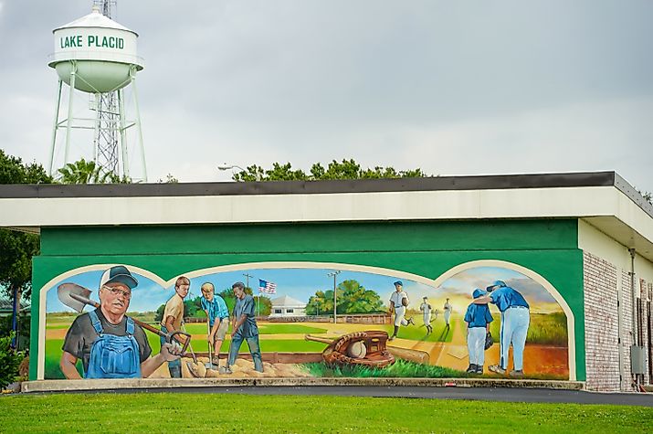 Lake Placid, FL USA - October 13, 2023: Lake Placid Town of Art Murals and Caladium Capital of the World.