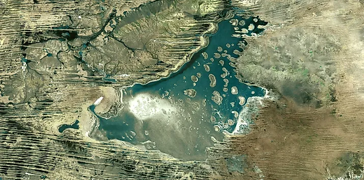 A very nice and colorful image of the Lake Mackay, Australia and surroundings with beautiful desert landscape