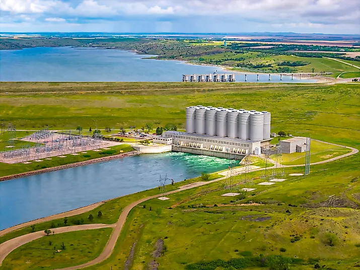 Aerial View Oahe Dam Hydroelectric Power Plant