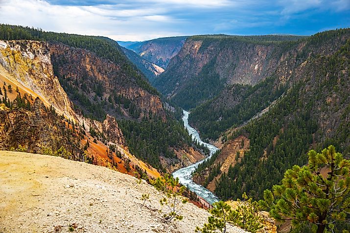 The rushing Yellowstone River carved out the canyon over thousands of years.