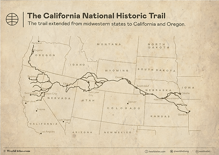 map of the California trail