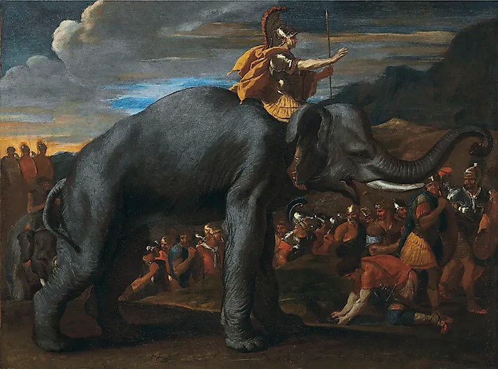 Hannibal Crossing the Alps With War Elephants 