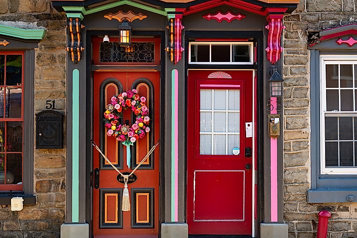 Victorian close-set 19th-century townhomes in Jim Thrope, Pennsylvania