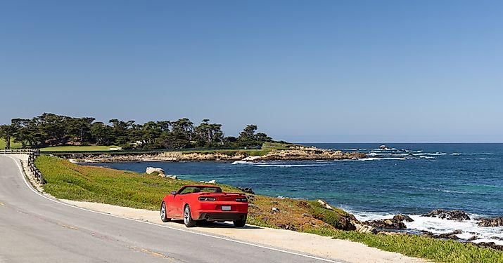 A captivating coastal landscape featuring the majestic ocean along the scenic 17-Mile Drive in California