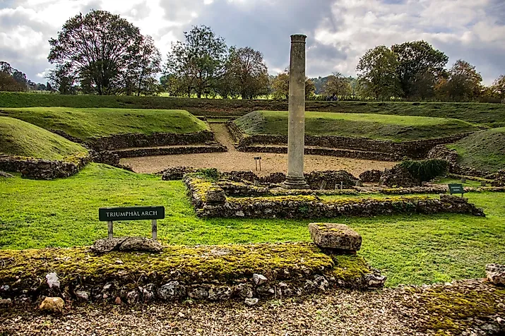 Roman Theatre in St Albans, Hertfordshire, England.