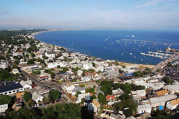 View of the Cape Cod and the town of Provincetown, Massachusetts.