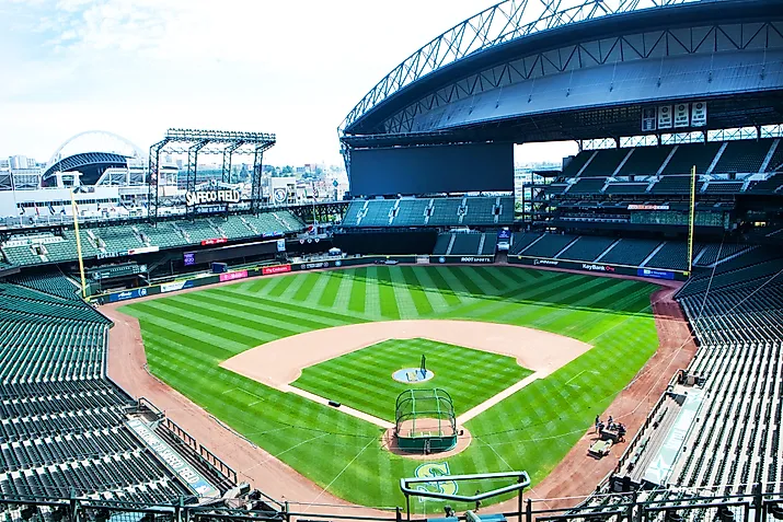 T-Mobile Park in Seattle, Washington is the 3rd largest stadium in the MLB. Editorial credit: MNAphotography / Shutterstock.com