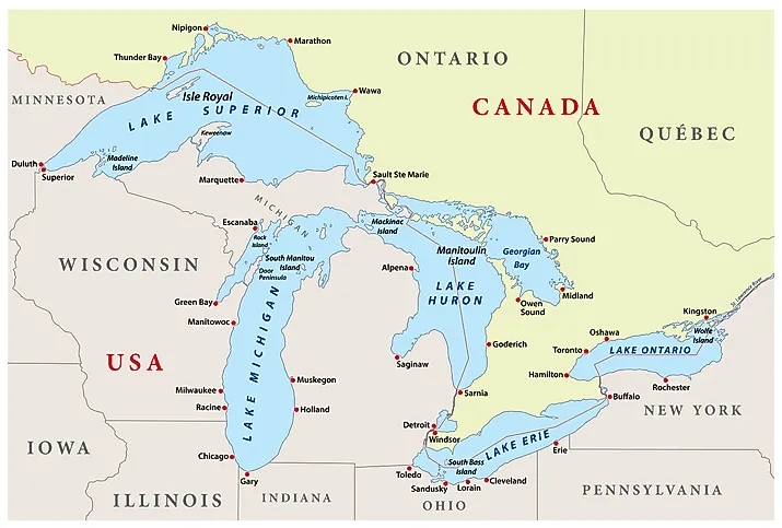 Map of the Great Lakes.