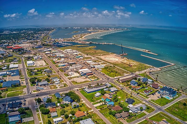 Aerial view of Rockport, Texas.
