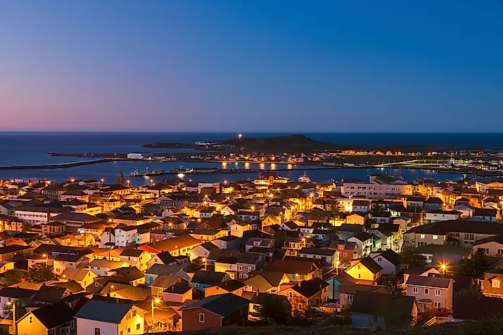 Night time panorama of Saint Pierre, Saint Pierre and Miquelon