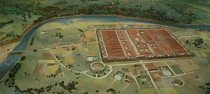 Recreation of Deva Victrix, a legionary fortress and town built by the Legio II Adiutrix in the 70s AD. By Łukasz Nurczyński - Own work, CC BY-SA 4.0.