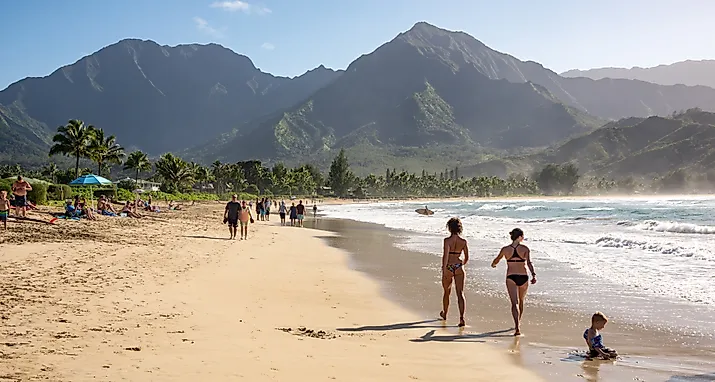 Hanalei Bay Beach in Hanalei, Hawaii. Image credit Chase Clausen via Shutterstock