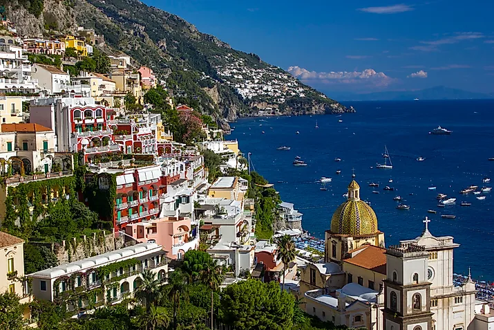 Aerial view of Positano, Italy.