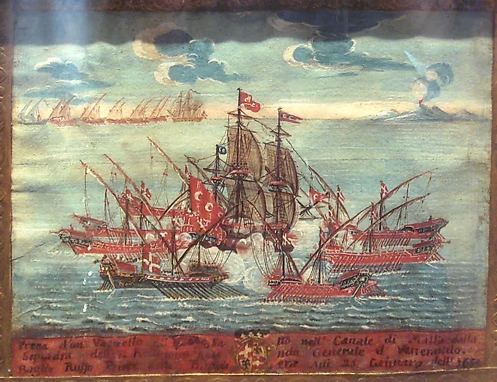 Capture of a Turkish warship in the Canal of Malta. Bailli Russo, 25 January 1652.