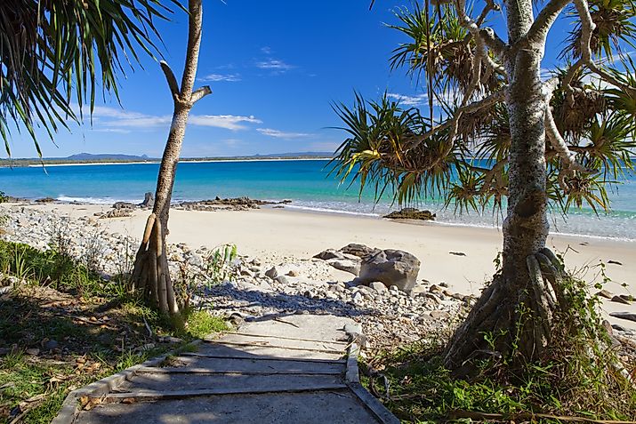 View of the beach at Noosa National Park near Noosa Heads, Queensland.