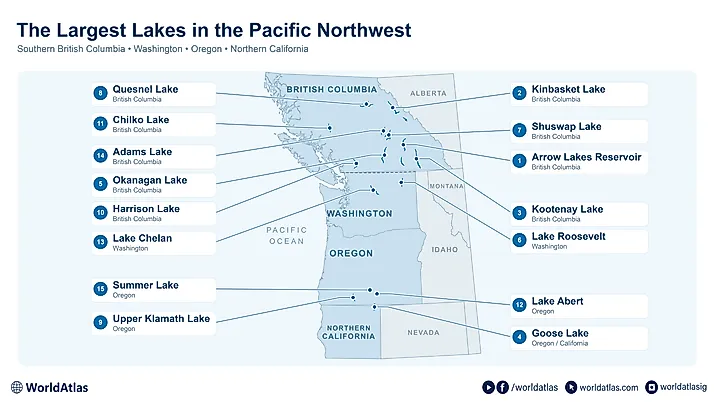 infographic showing the largest lakes in the pacific northwest