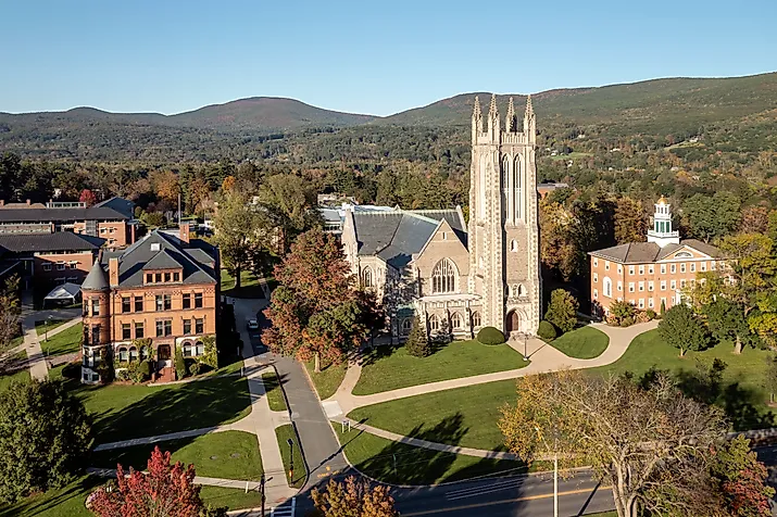 The Thompson Memorial Chapel on the campus of Williams College in Williamstown, Massachusetts.