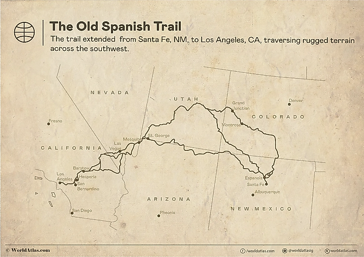 map showing the old Spanish trail