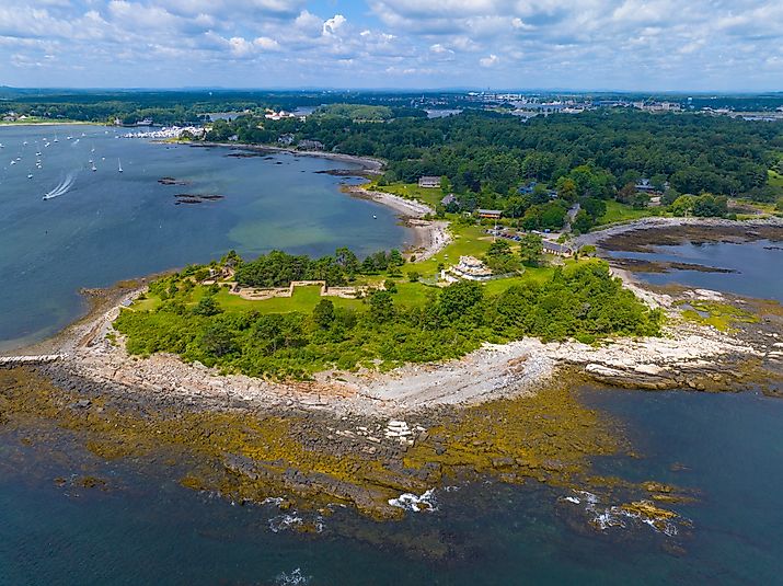 Aerial view of the Fort Stark State Historic Site in New Hampshire.