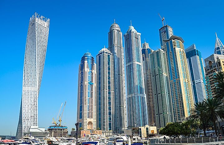 The Cayan Tower (on left). The Cayan Tower (on left).