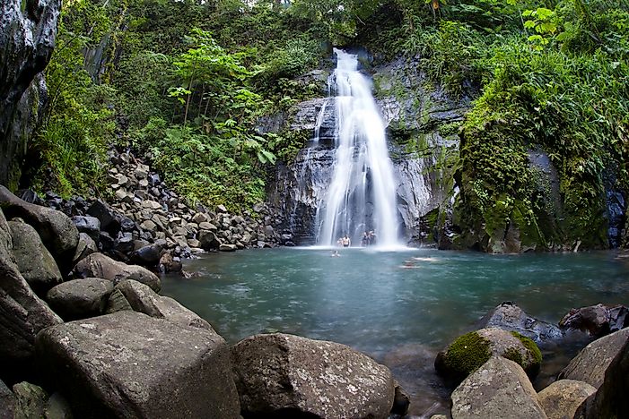 A waterfall on Cocos Island. A waterfall on Cocos Island.