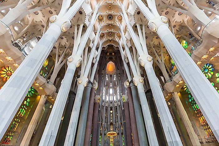 Interior view of the incomplete Basílica de la Sagrada Família. Editorial credit: William Perugini / Shutterstock.com