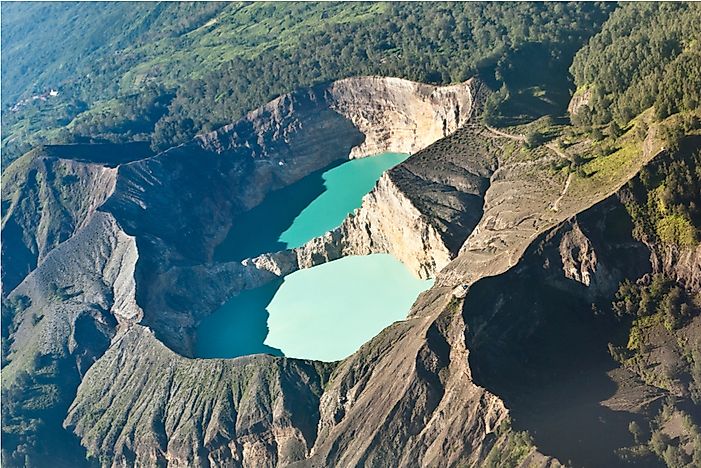 Blue lakes of Kelimutu volcano on the island of Flores.