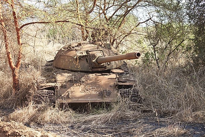 The remnant of a tank, destroyed in the Sudanese Civil War. 