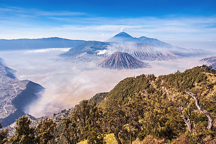 The volcanoes of Java Island, Indonesia.