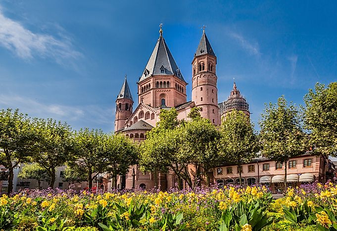 An ancient cathedral in Mainz, Germany. An ancient cathedral in Mainz, Germany.