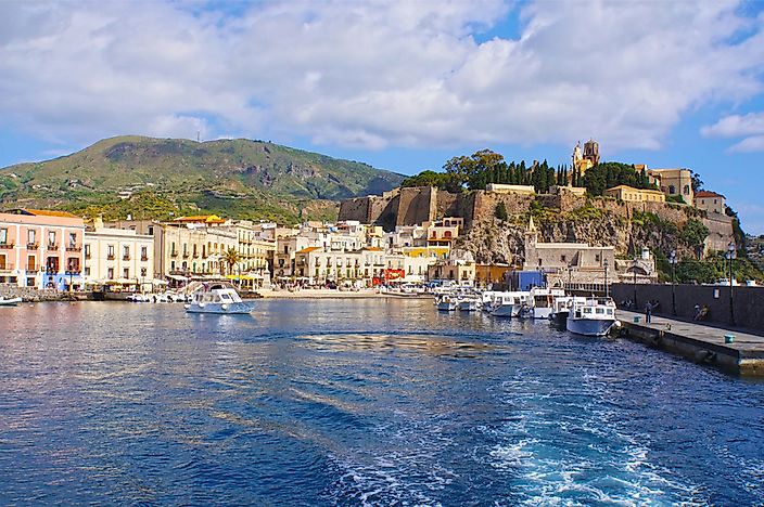 The Eight Aeolian Islands in the Tyrrhenian Sea