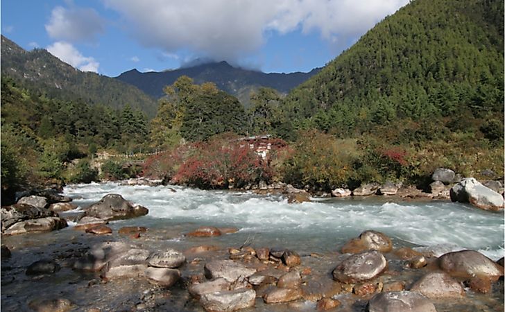 The river Paro runs through the Jigme Dorji National Park. Bhutan.