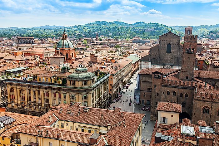 Bologna, in Emilia-Romagna, northeast Italy. Bologna, in Emilia-Romagna, northeast Italy.