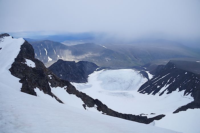 Mount Kebnekaise is part of the Scandinavian Mountains.
