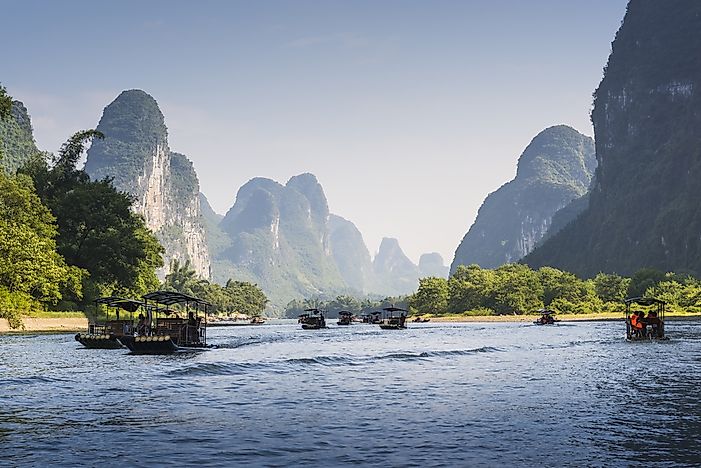 Karst mountains near Yangshuo, China. Karst mountains near Yangshuo, China.