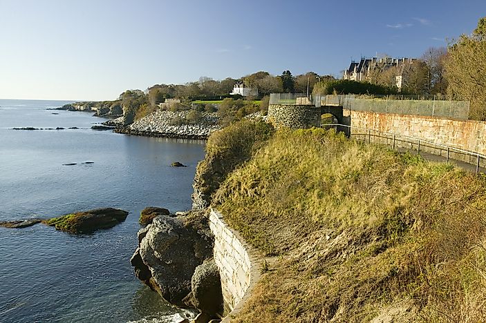 Cliff Walk offers views of the coast and of Newport's Gilded Age mansions.