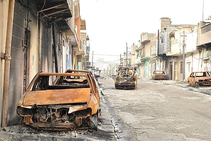 An area of Baghdad destroyed by war. 