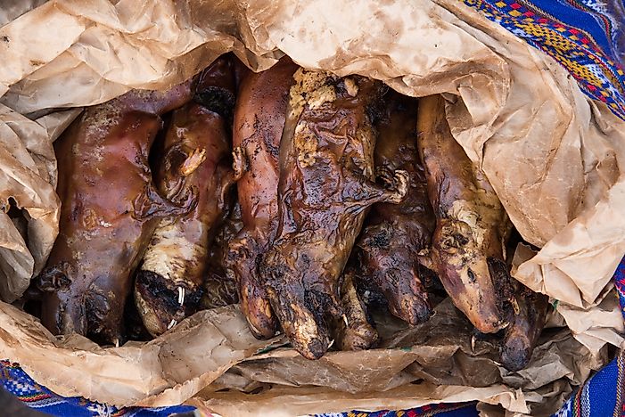 Boiled guinea pig, a delicacy in some areas of South America. Boiled guinea pig, a delicacy in some areas of South America.