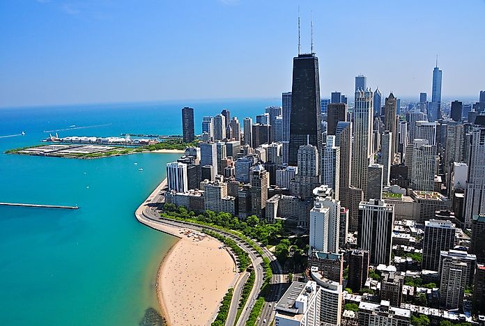 The John Hancock Center dominating the Chicago skyline. Editorial credit: Richard Cavalleri / Shutterstock.com. The John Hancock Center dominating the Chicago skyline. Editorial credit: Richard Cavalleri / Shutterstock.com.