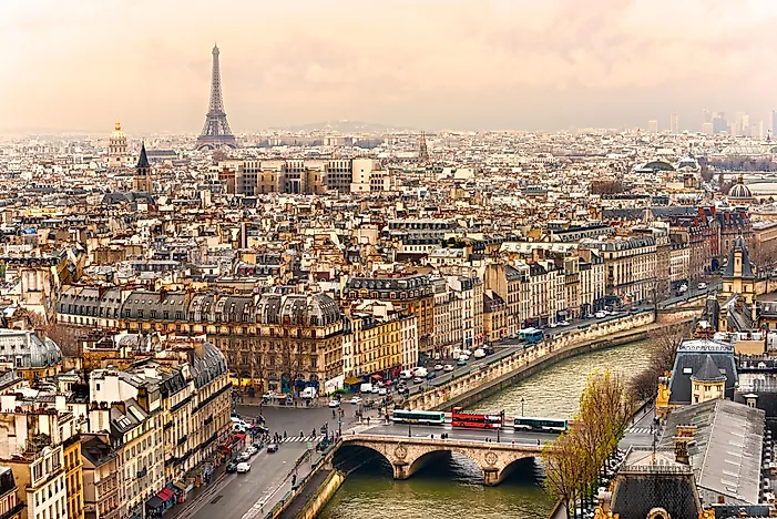 View of Paris with the Eiffel Tower in the background.