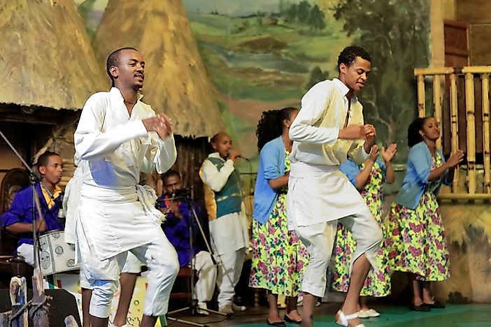 Traditional Ethiopian dancers. Editorial credit: rweisswald / Shutterstock.com. Traditional Ethiopian dancers. Editorial credit: rweisswald / Shutterstock.com.
