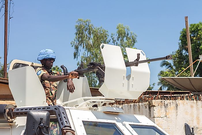 Peace keepers in the Central African Republic. Editorial credit: sandis sveicers / Shutterstock.com. 