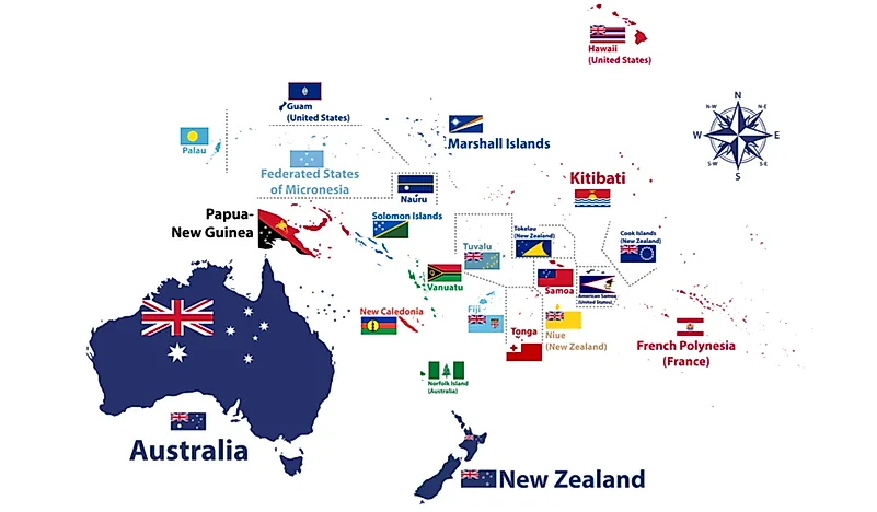 How many countries are in oceania worldatlas