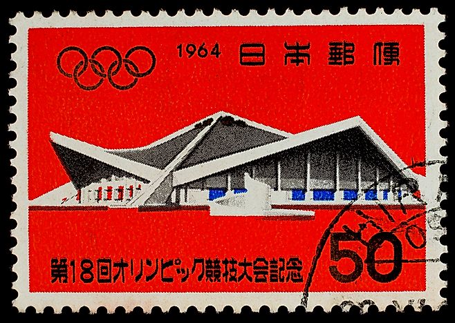 A postage stamp printed in Japan showing the Komazawa Gymnasium. Photo credit: Nicescene / Shutterstock.com. A postage stamp printed in Japan showing the Komazawa Gymnasium. Photo credit: Nicescene / Shutterstock.com.
