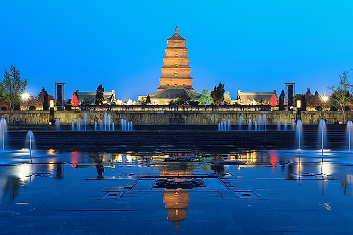 The leaning Giant Wild Goose Pagoda of Xi'an, China. The leaning Giant Wild Goose Pagoda of Xi'an, China.