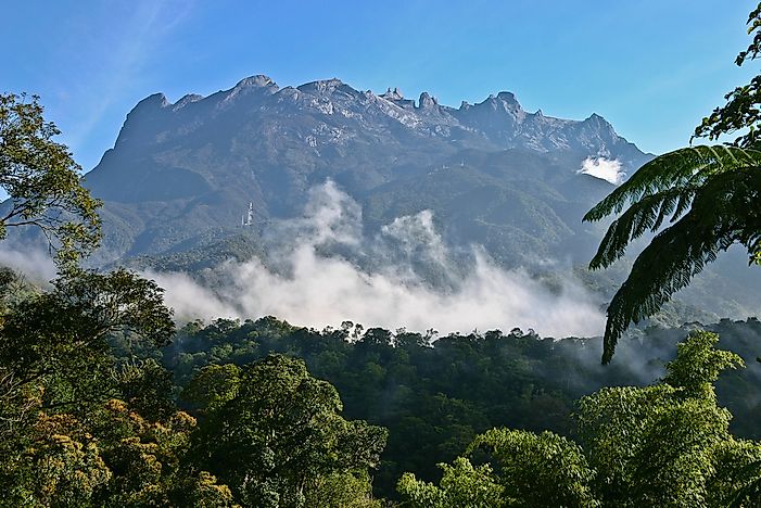 Mount Kinabalu is the highest point on the island of Borneo.
