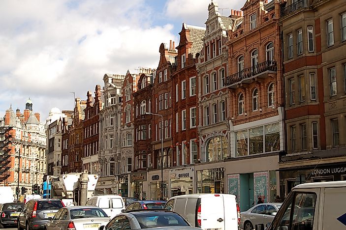 A congested street in Central London. A congested street in Central London.