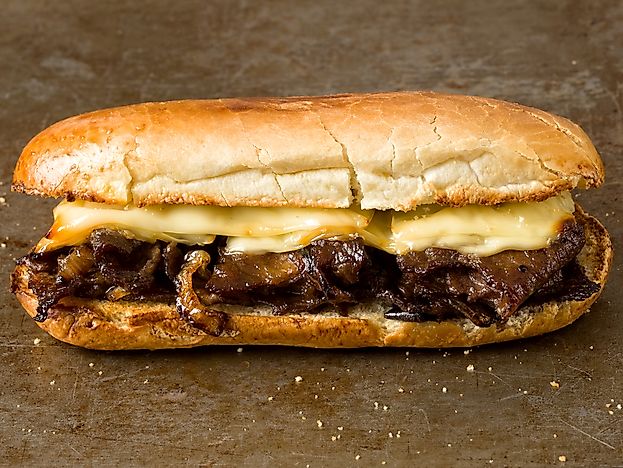 A Philly cheesesteak sandwich. A Philly cheesesteak sandwich.